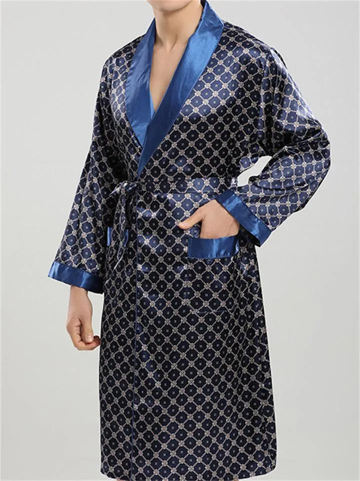 2-Piece Comfy Floral All-Over Print Bathrobe Knee-Length Pajamas Loose Shorts