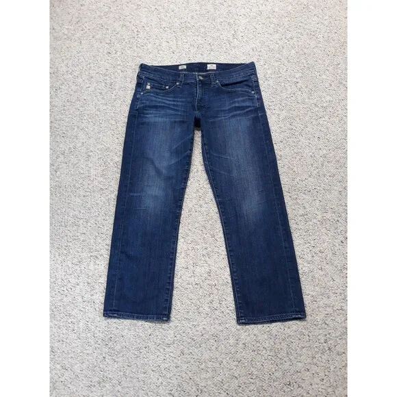 29 AG Adriano Goldschmied Tomboy Crop Relaxed Straight Crop Dark Wash Blue