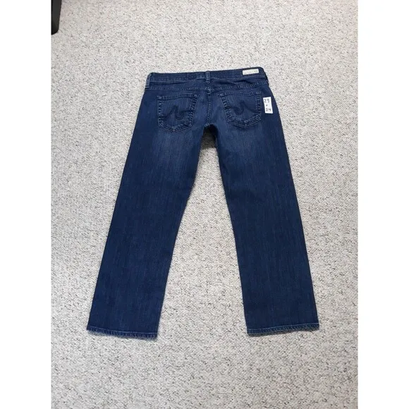 29 AG Adriano Goldschmied Tomboy Crop Relaxed Straight Crop Dark Wash Blue