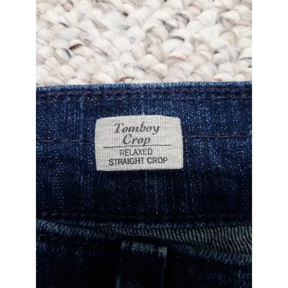 29 AG Adriano Goldschmied Tomboy Crop Relaxed Straight Crop Dark Wash Blue