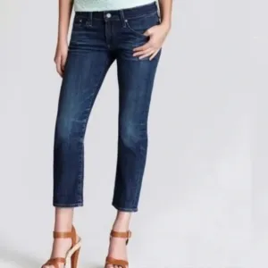 29 AG Adriano Goldschmied Tomboy Crop Relaxed Straight Crop Dark Wash Blue