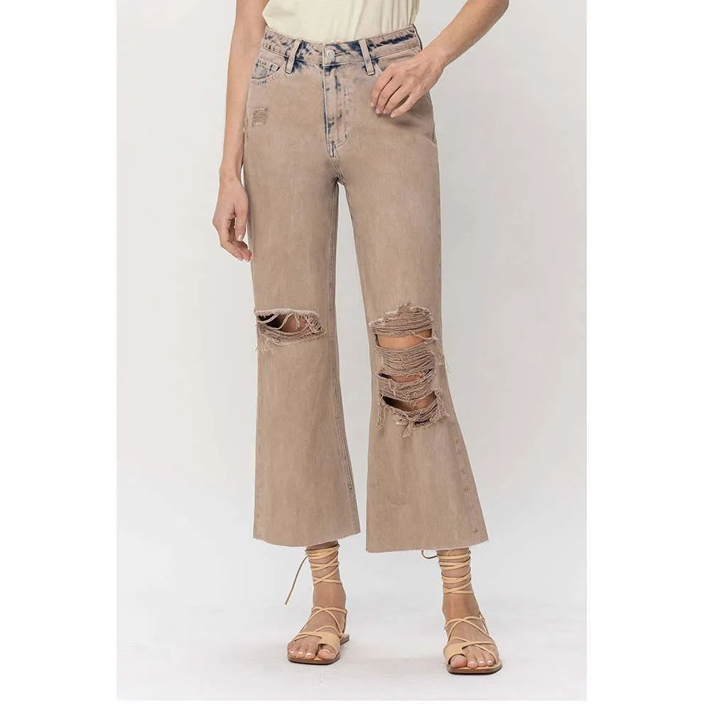 90s Vintage Crop Flare Jean - Burnt {Vervet by Flying Monkey} No