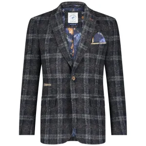 A Fish Named Fred Check Jacket - Navy and Chocolate Brown
