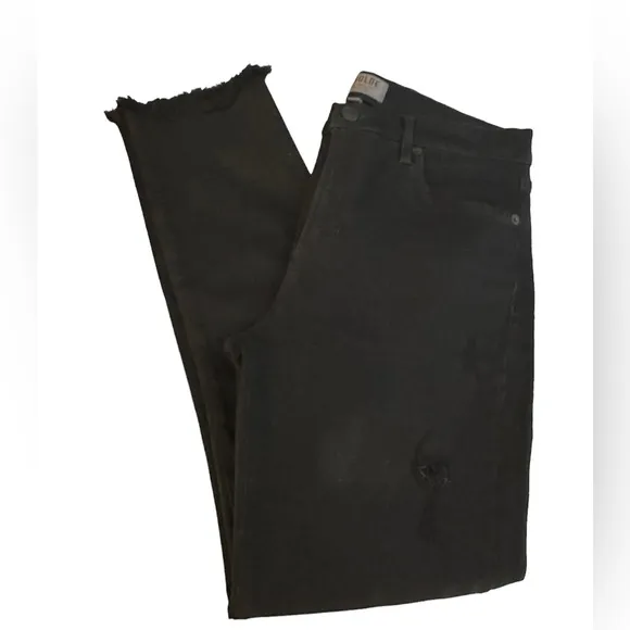 AgoldE Jeans Women’s 28x26 Distressed Raw Hem Stretch Mid Rise Crop Black Denim