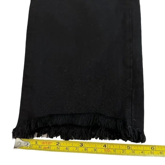 AgoldE Jeans Women’s 28x26 Distressed Raw Hem Stretch Mid Rise Crop Black Denim