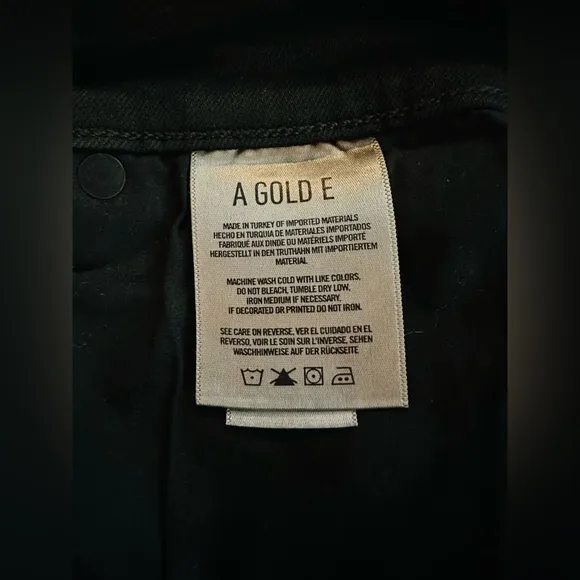 AgoldE Jeans Women’s 28x26 Distressed Raw Hem Stretch Mid Rise Crop Black Denim