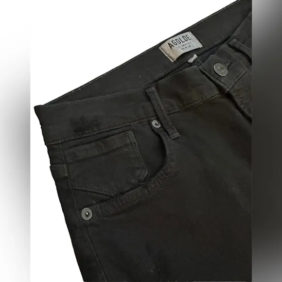 AgoldE Jeans Women’s 28x26 Distressed Raw Hem Stretch Mid Rise Crop Black Denim