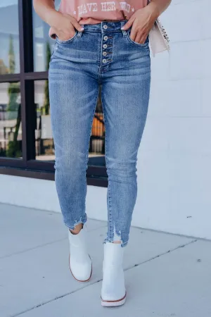 Amari Distressed Hem Cropped Skinny Jeans