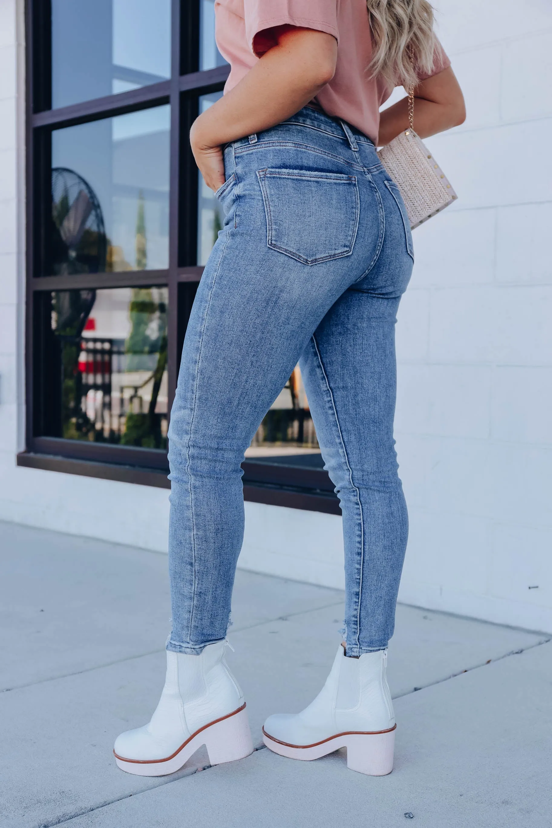 Amari Distressed Hem Cropped Skinny Jeans