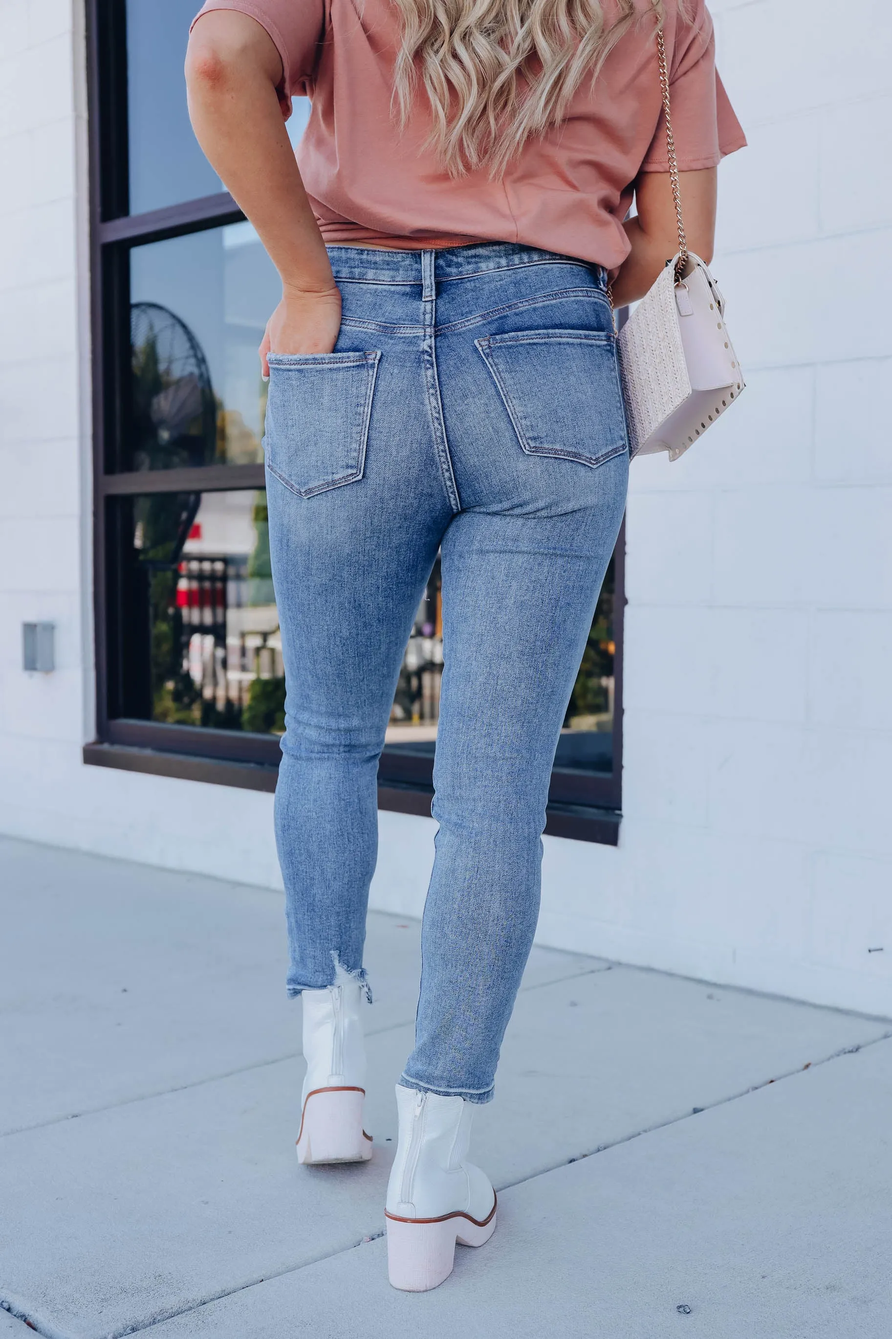 Amari Distressed Hem Cropped Skinny Jeans