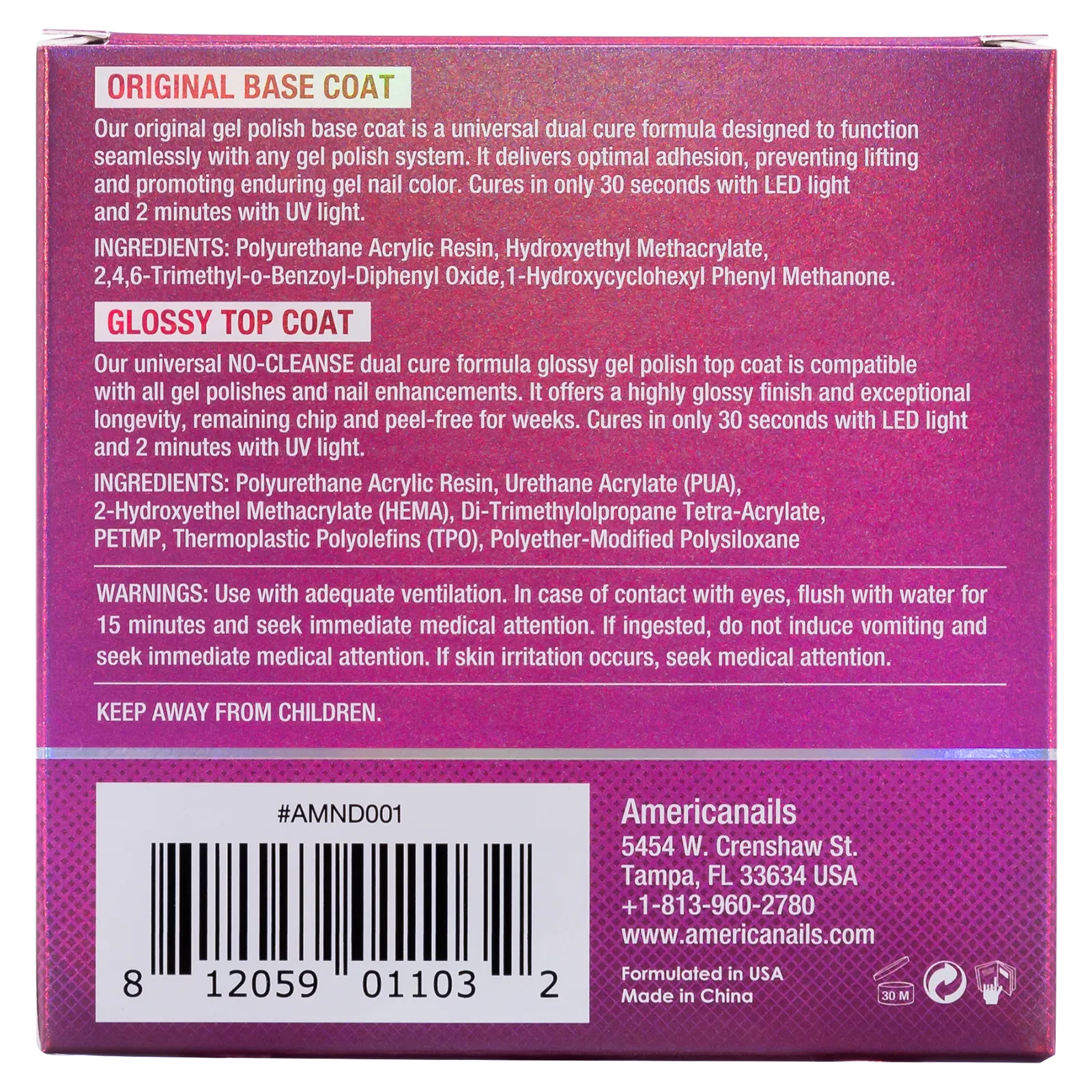 Americanails Gel Mani Base   No-Cleanse Top Coat Duo, .5oz