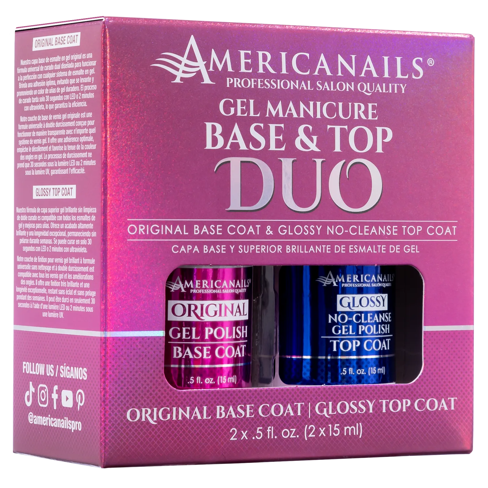 Americanails Gel Mani Base   No-Cleanse Top Coat Duo, .5oz