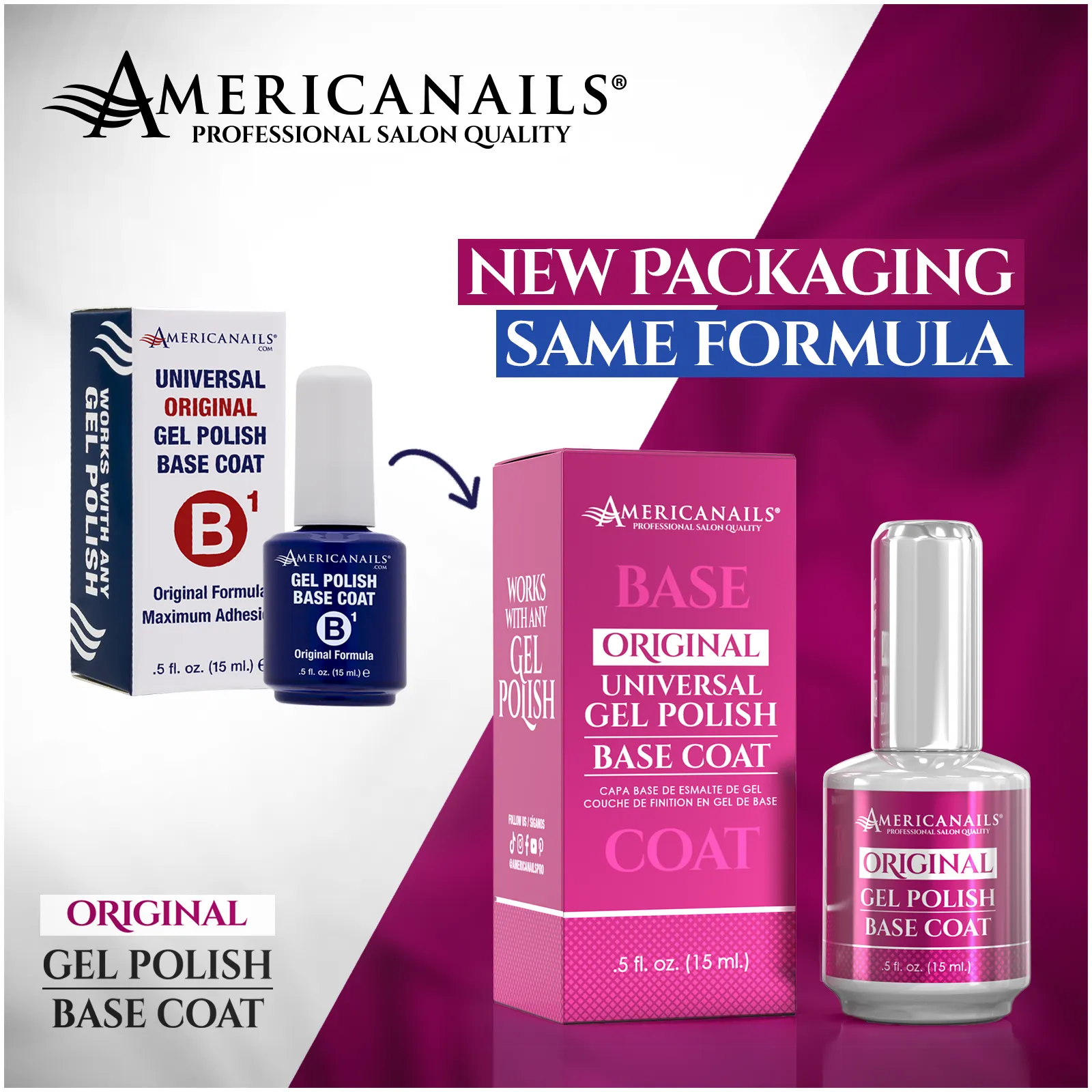 Americanails Gel Mani Base   No-Cleanse Top Coat Duo, .5oz