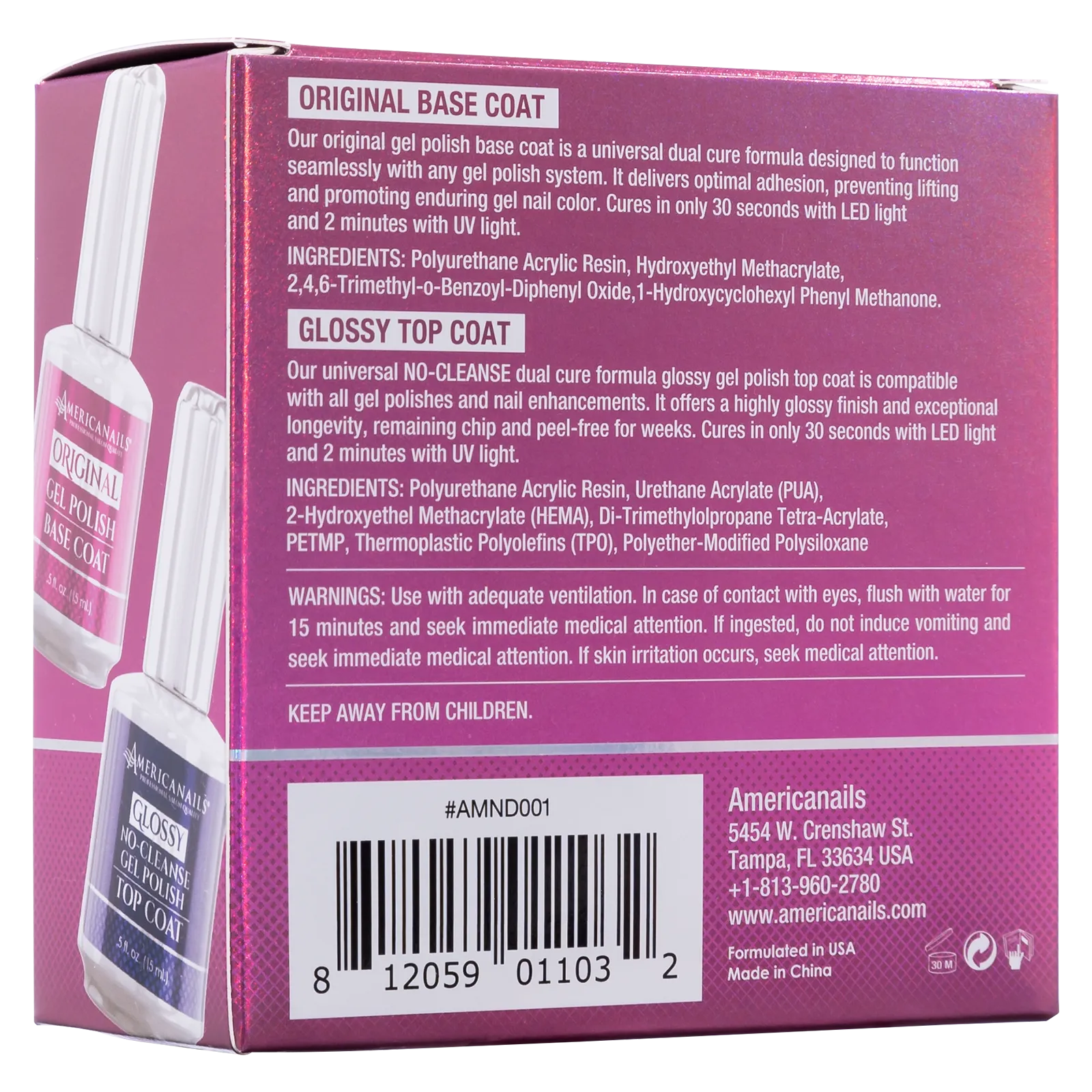 Americanails Gel Mani Base   No-Cleanse Top Coat Duo, .5oz