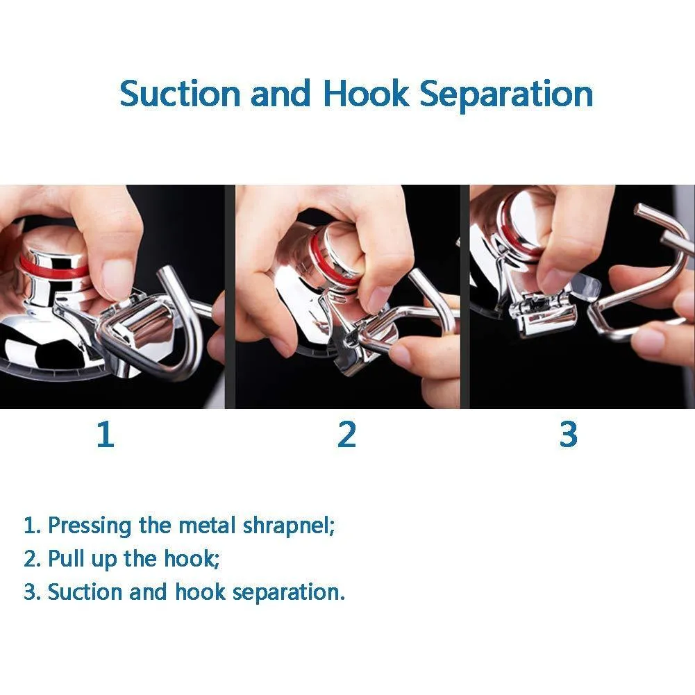 Ancome Powerful Vacuum Suction Cup Hooks Holder, Strong Stainless Steel Hooks for Bathroom & Kitchen, Towel Hanger Storage