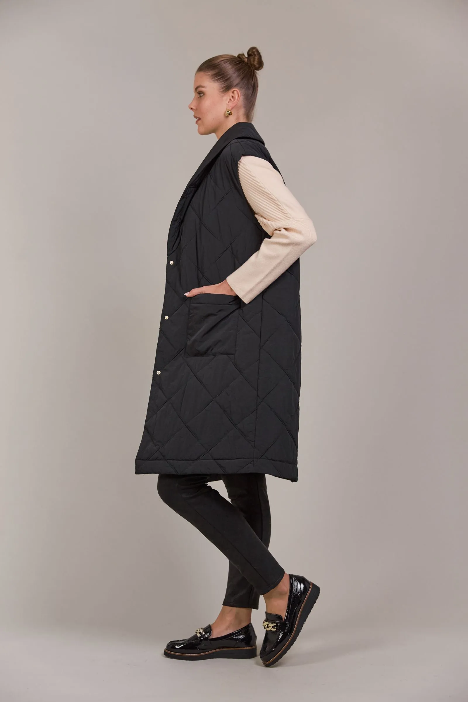 Argo Long Line Vest - Black