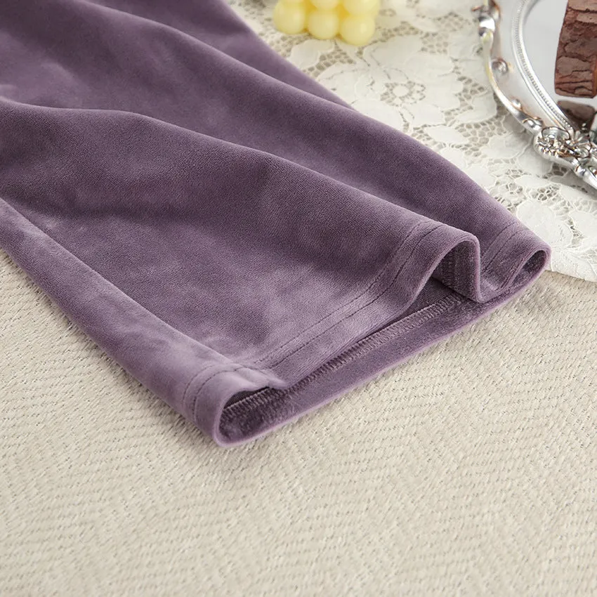 Autumn Velvet Purple Long Sleeve Warm Pajamas Sets