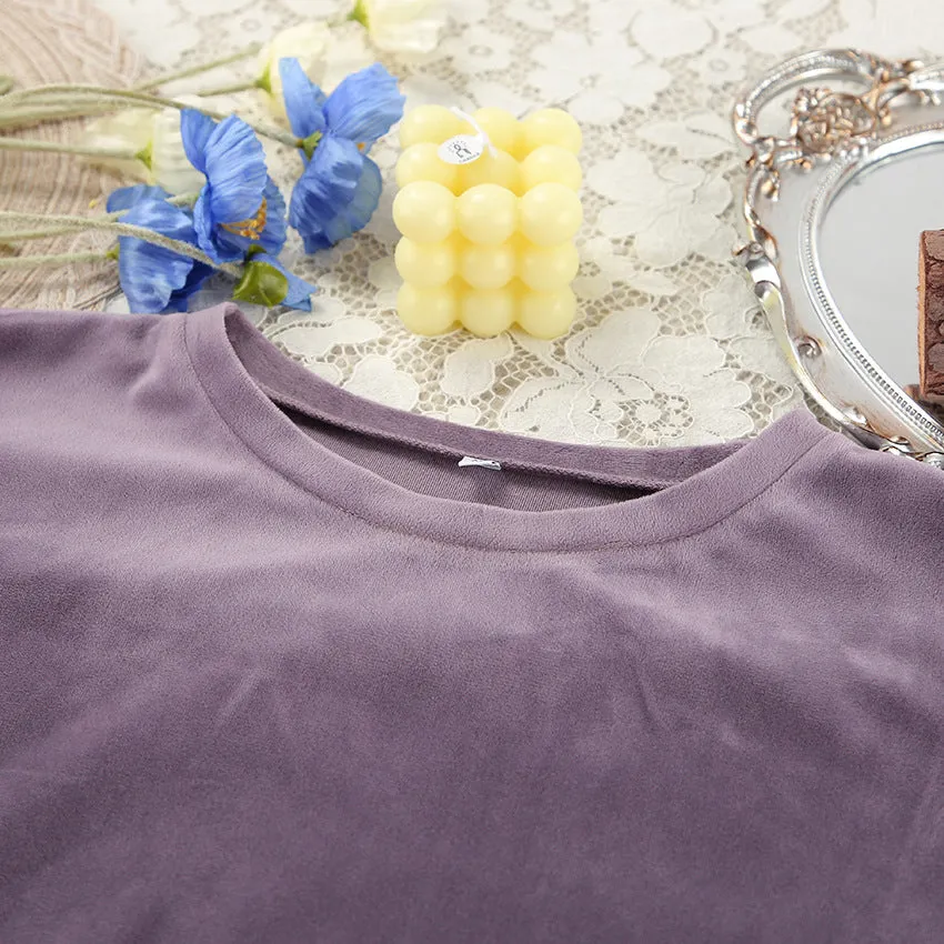 Autumn Velvet Purple Long Sleeve Warm Pajamas Sets