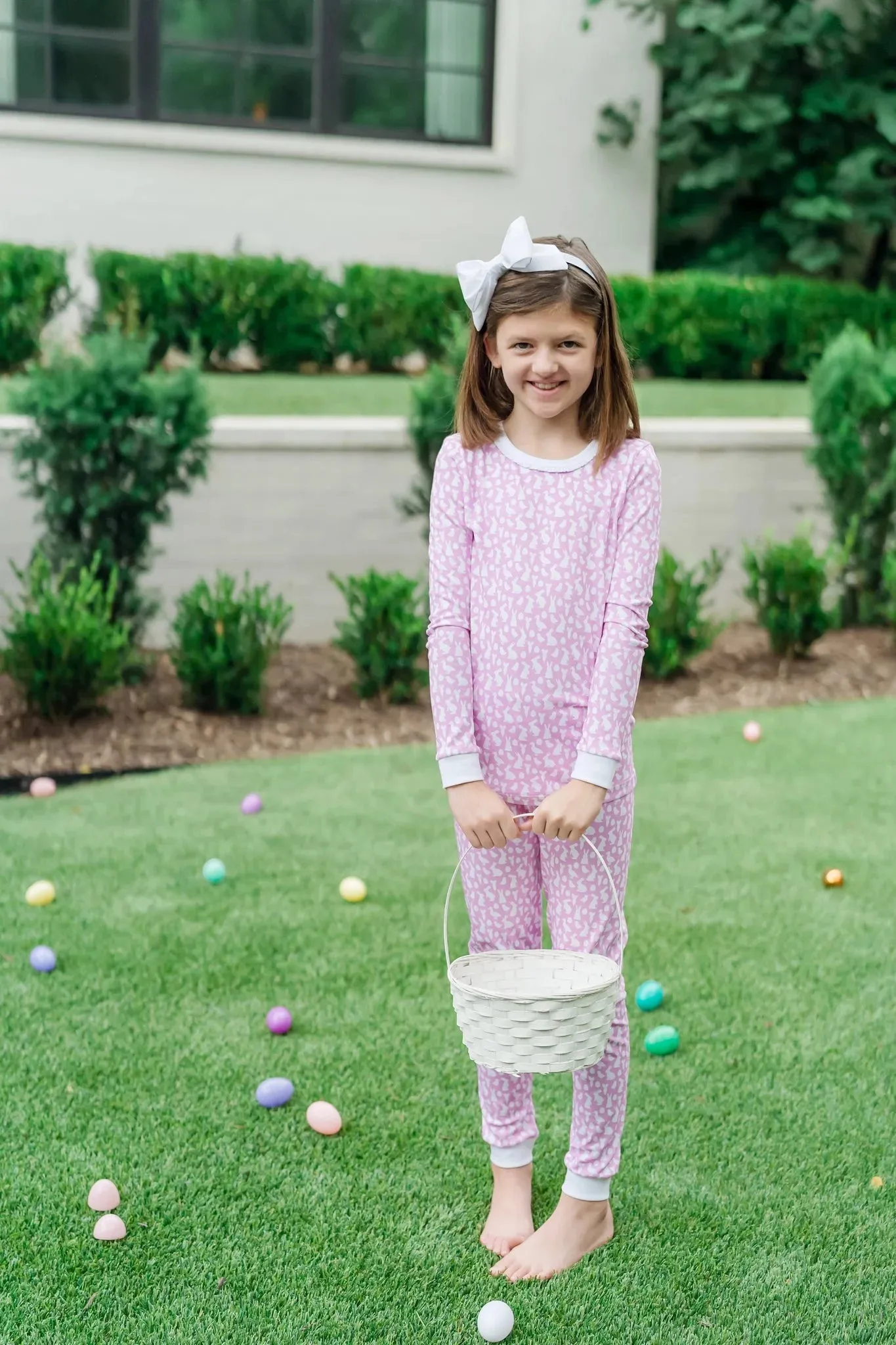 AVA GIRLS’ PAJAMA PANT SET - EASTER TIME PINK
