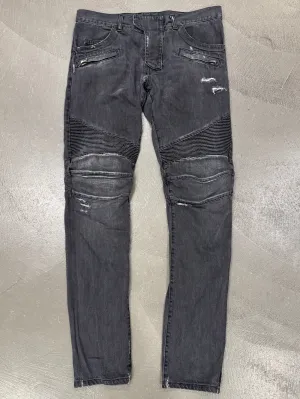 Balmain dark grey distressed denim jeans