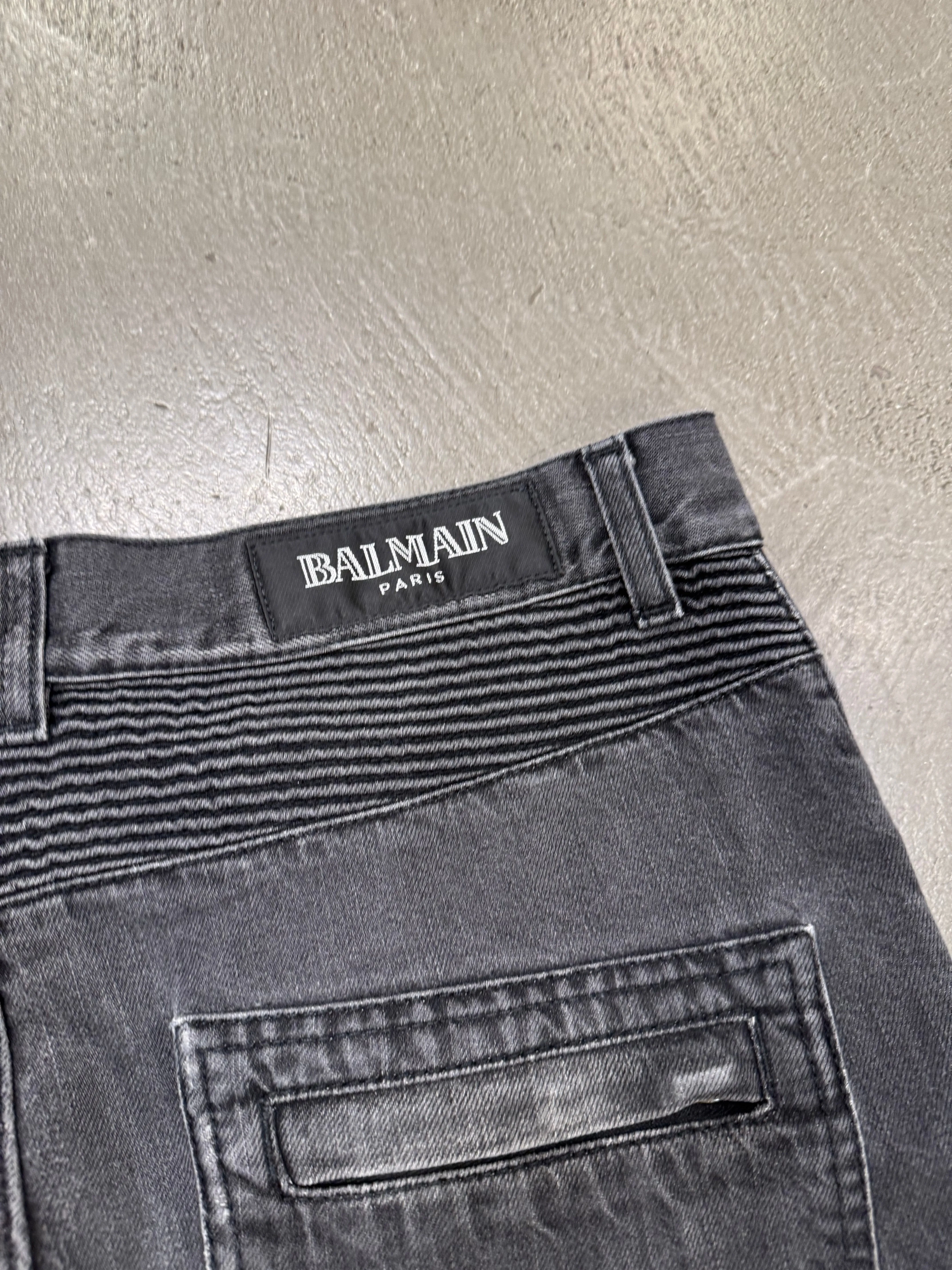 Balmain dark grey distressed denim jeans