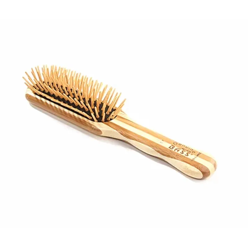 Bass Brushes - The Green Brush - Bamboo Handle and Pins Medium Paddle