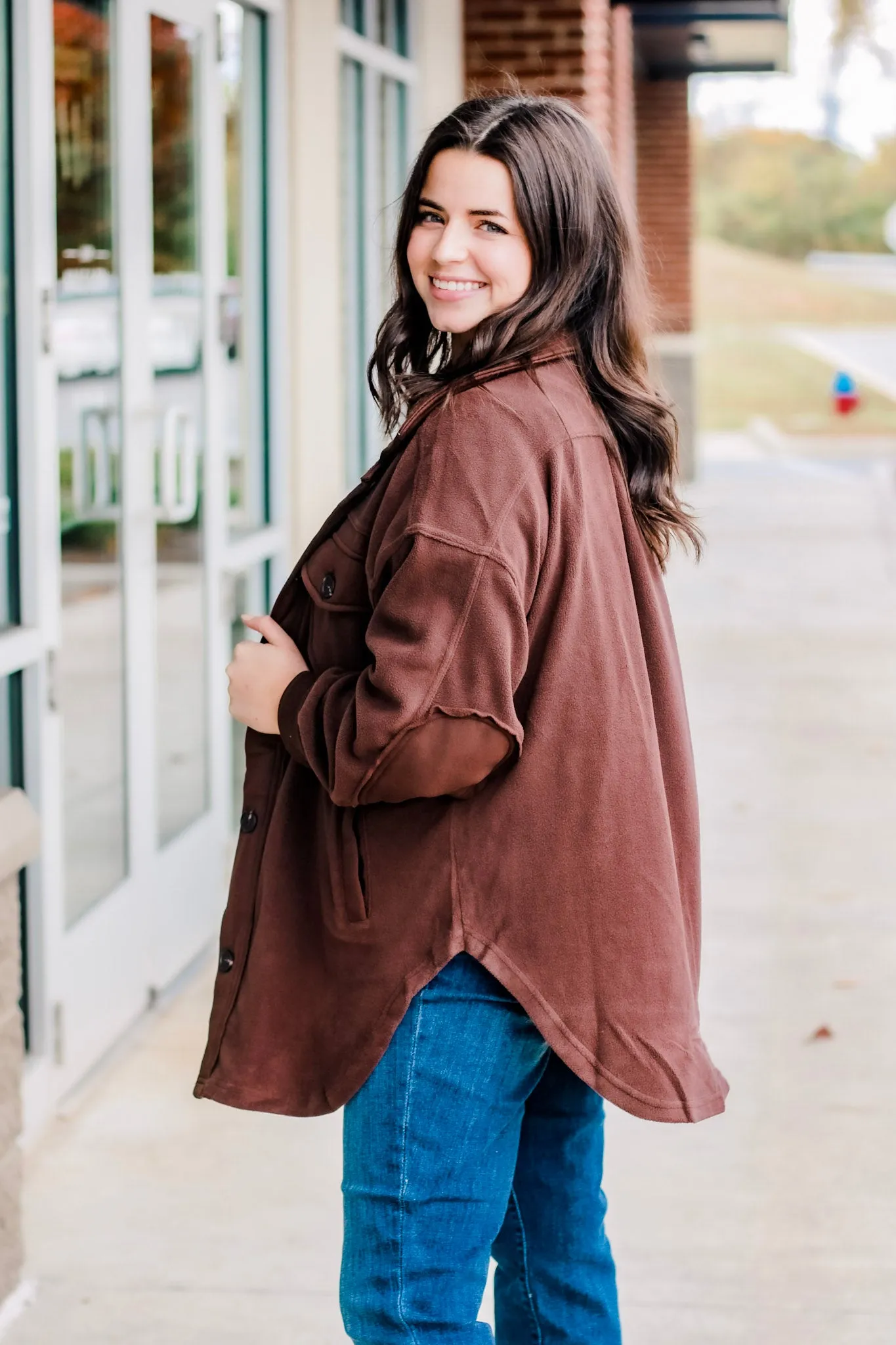 Because You Love Me Fleece Shacket in Brown