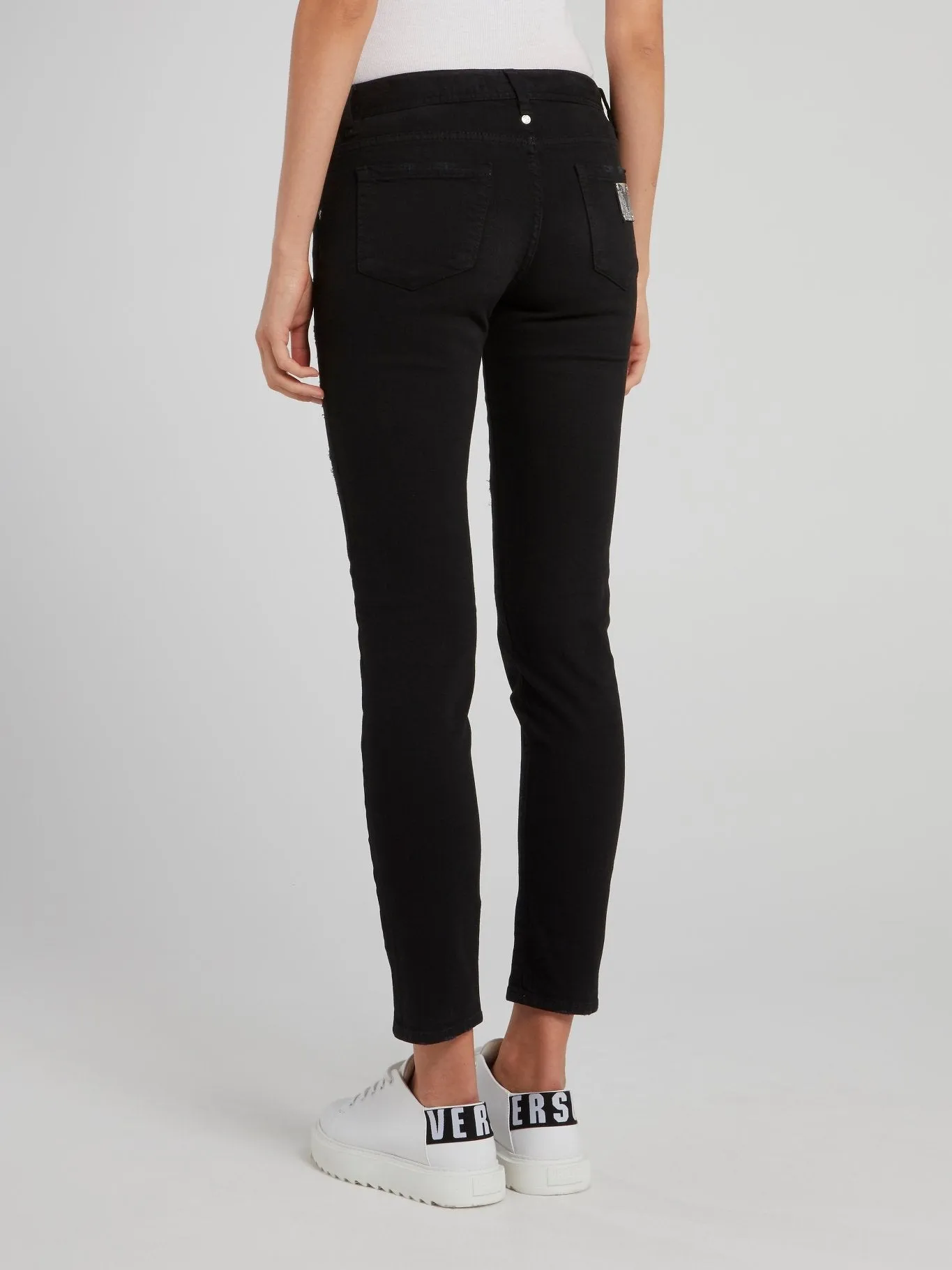 Black Distressed Cropped Jeans