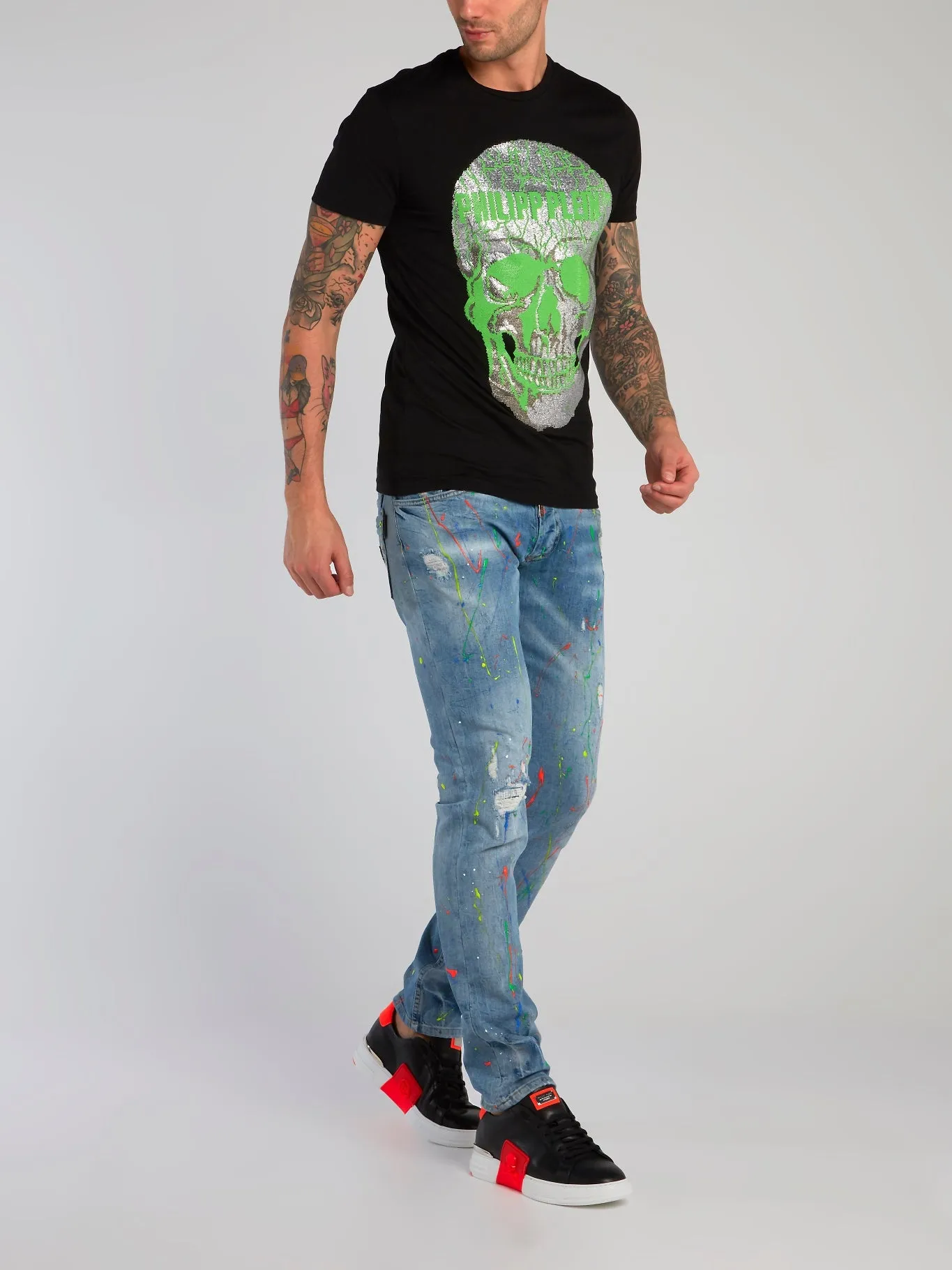 Black Paint Splatter Distressed Jeans