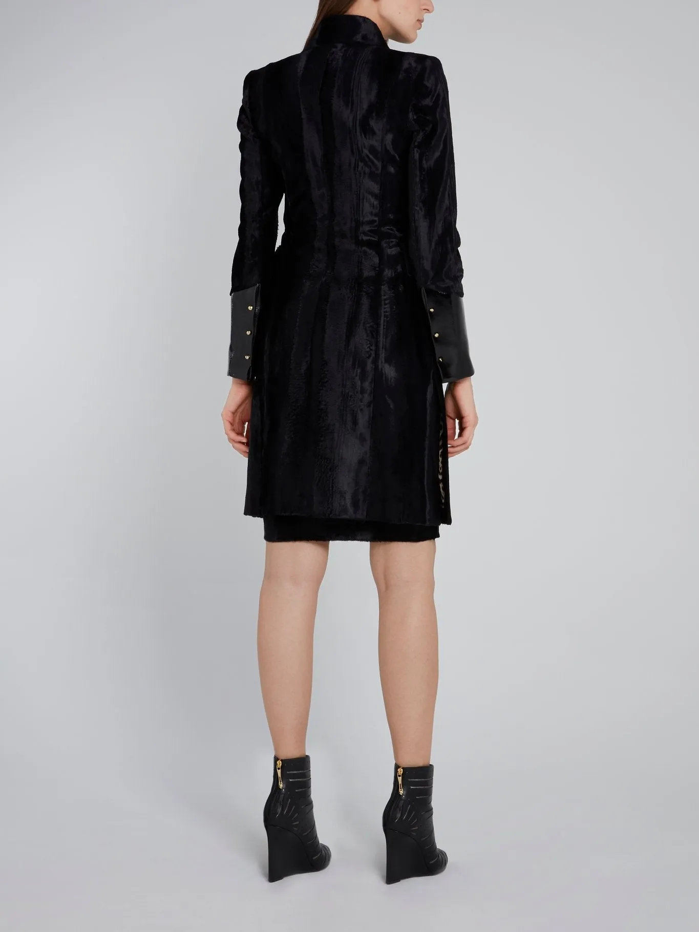 Black Patent Leather Panel Coat