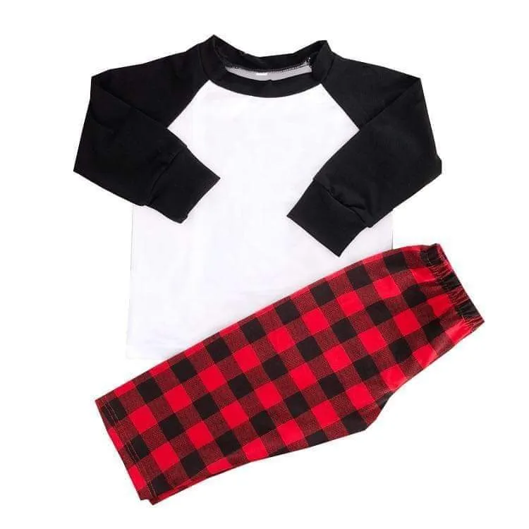 Black Raglan Sleeve/Buffalo Plaid Pants Family Pajamas - POLYESTER for Sub