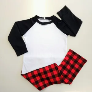Black Raglan Sleeve/Buffalo Plaid Pants Family Pajamas - POLYESTER for Sub