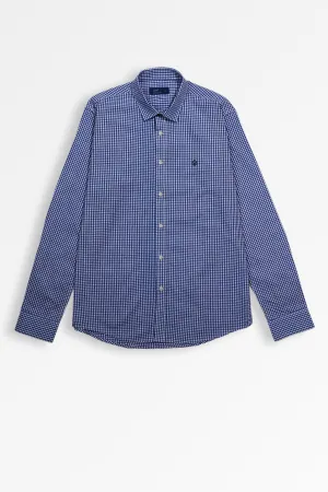 Blue Gingham Formal Shirt | Modern Office Wear by Leaf Clothing
