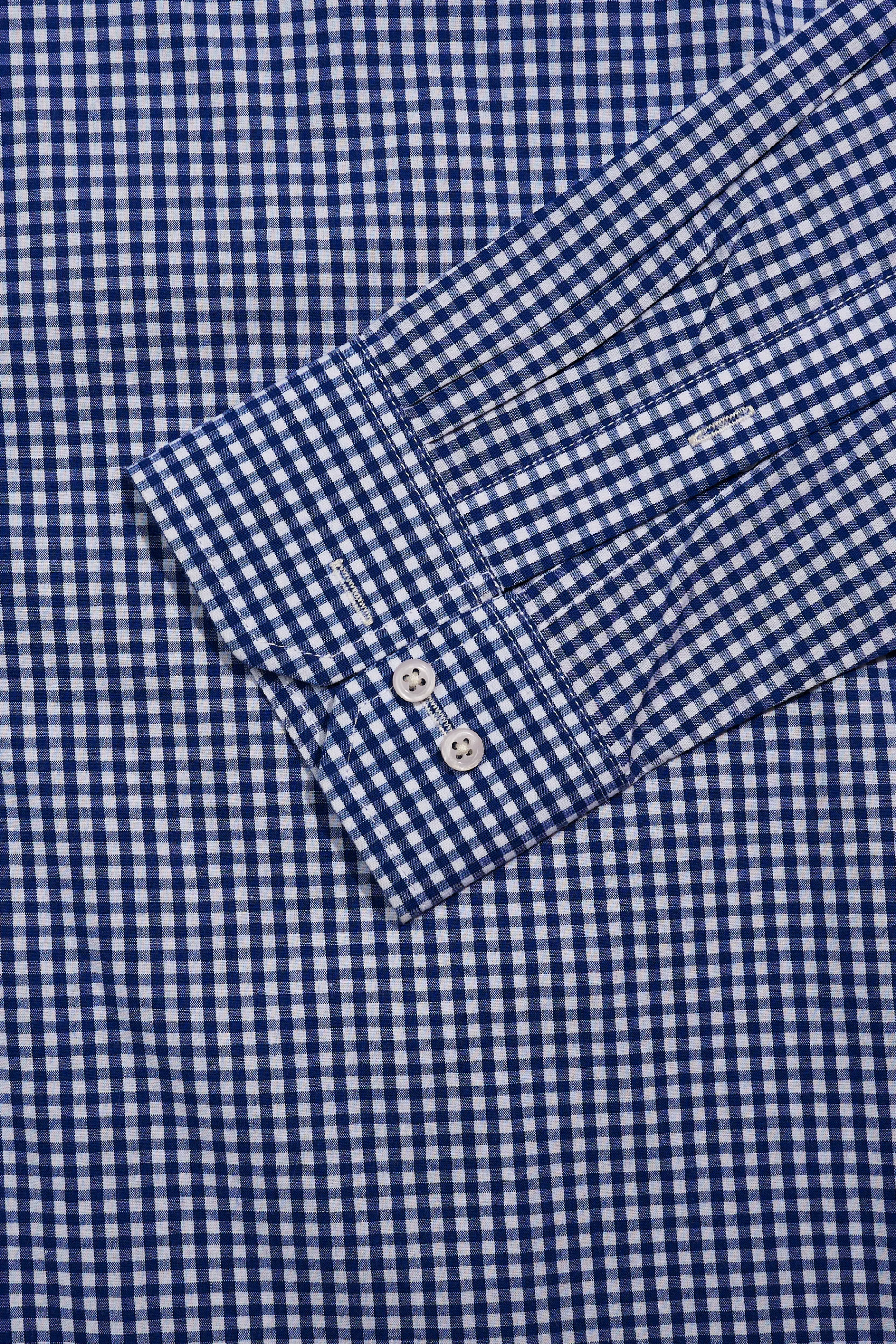 Blue Gingham Formal Shirt | Modern Office Wear by Leaf Clothing