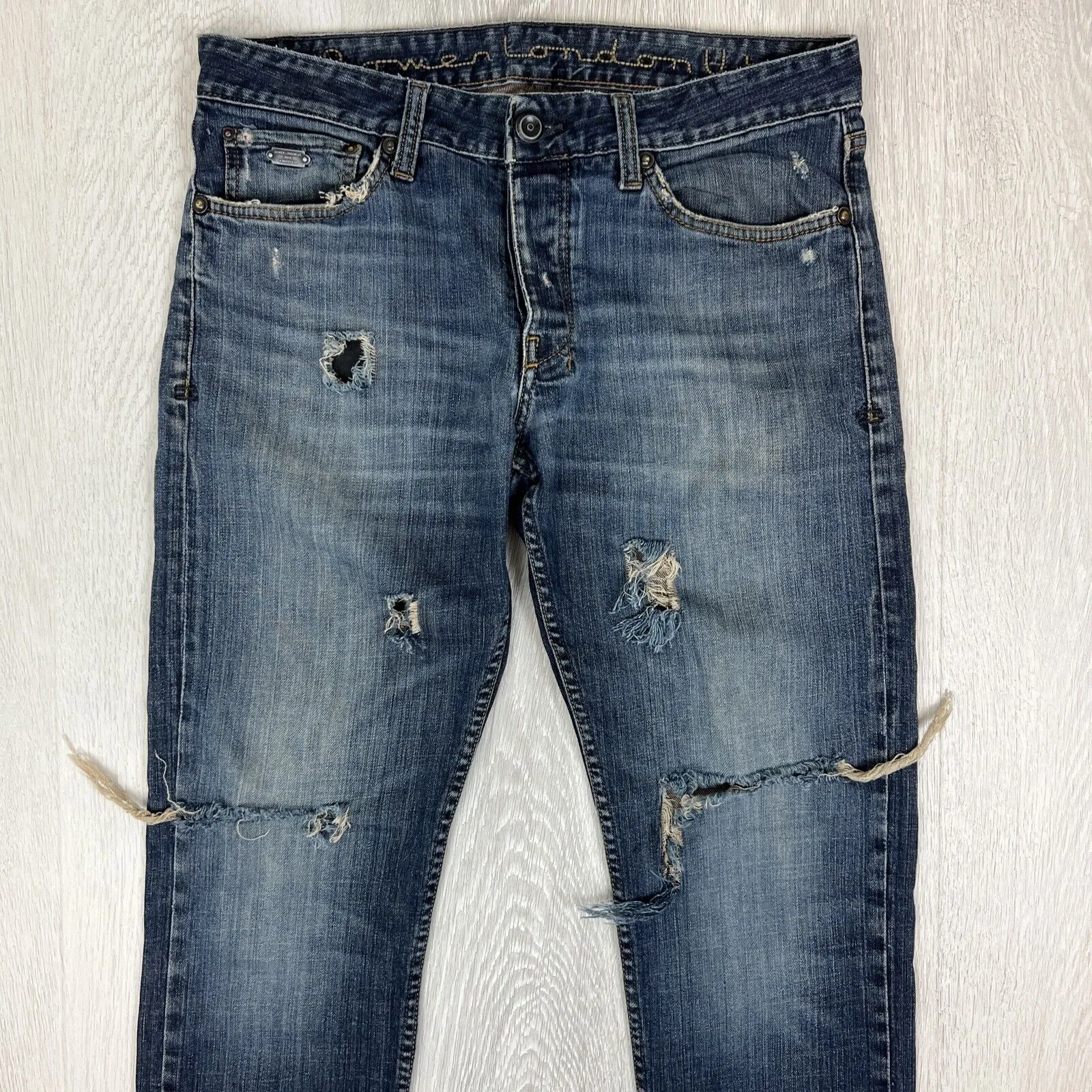 Bowen London UK Mens Dark Wash Slim Denim Jeans 30