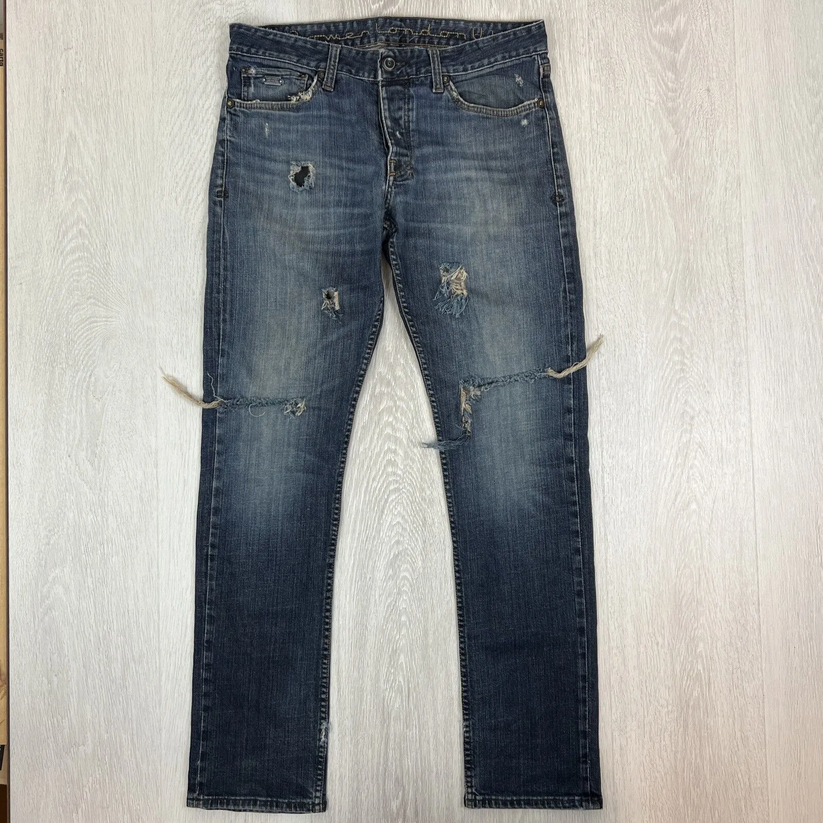 Bowen London UK Mens Dark Wash Slim Denim Jeans 30