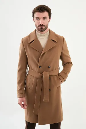 Brabion Eden Long Slim Fit Beige Coat