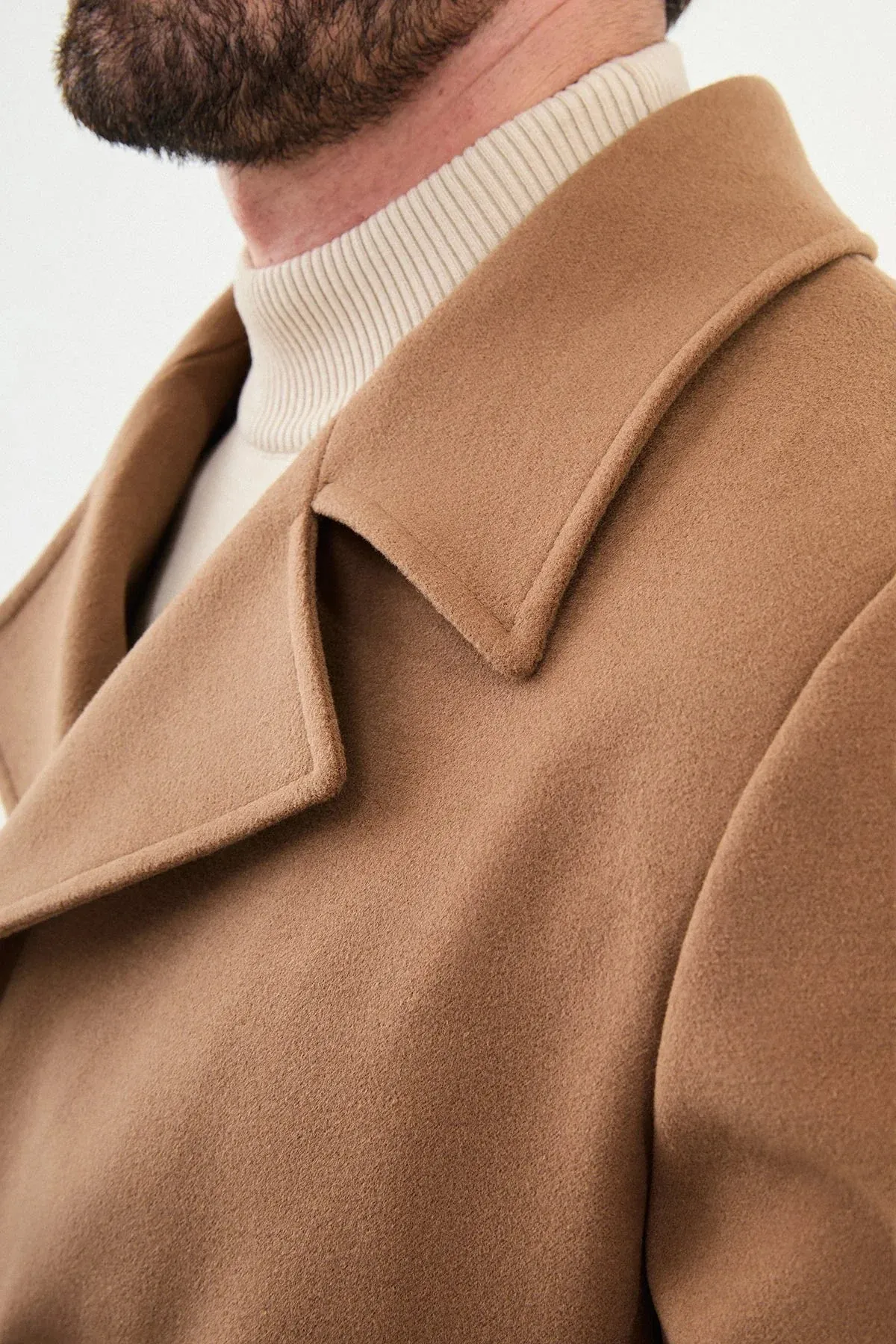 Brabion Eden Long Slim Fit Beige Coat