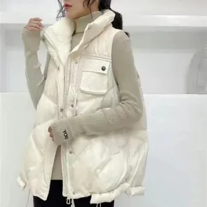 Bright Sleeveless Down Vest: Casual Style