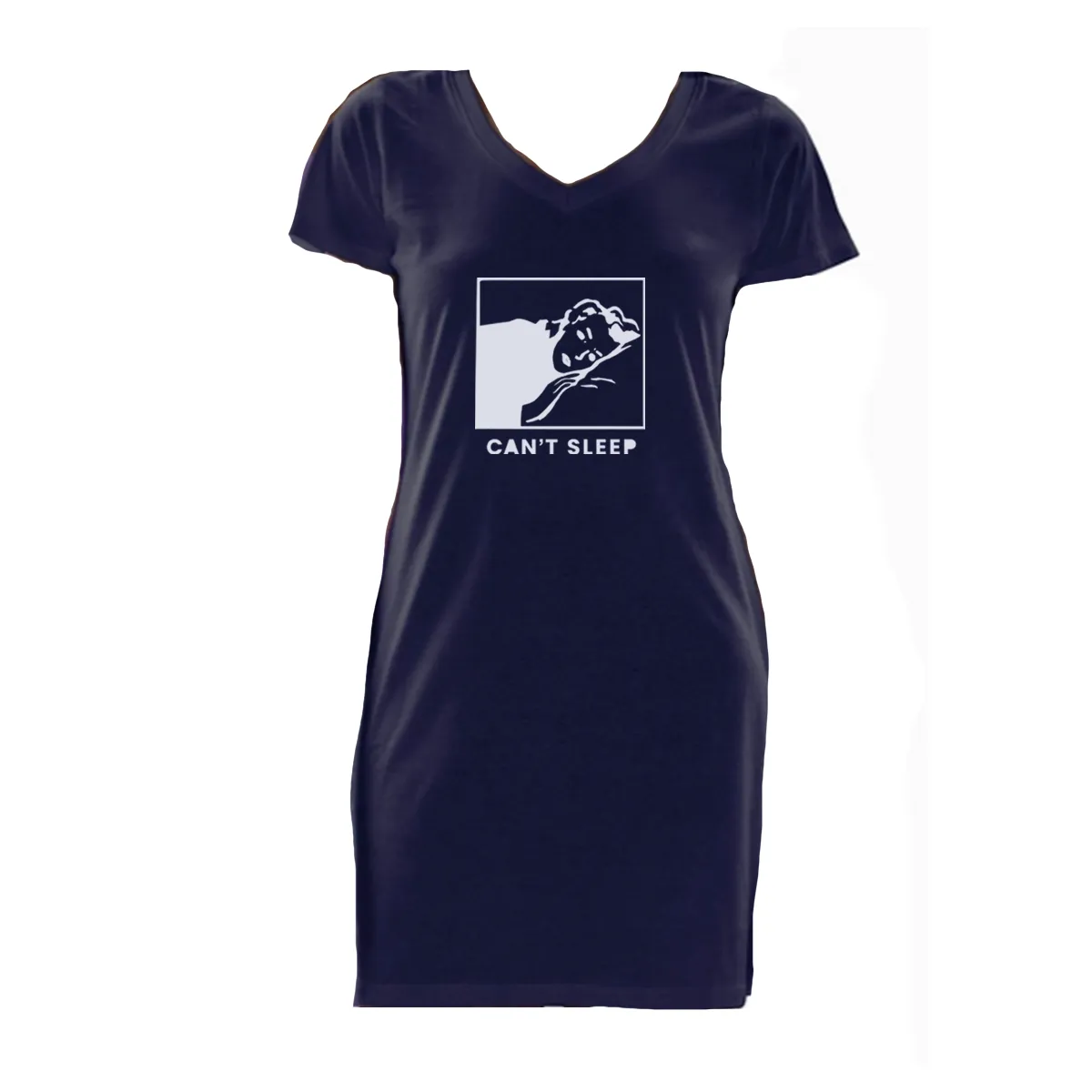 Can't Sleep 100% Cotton V-Neck Nightgown