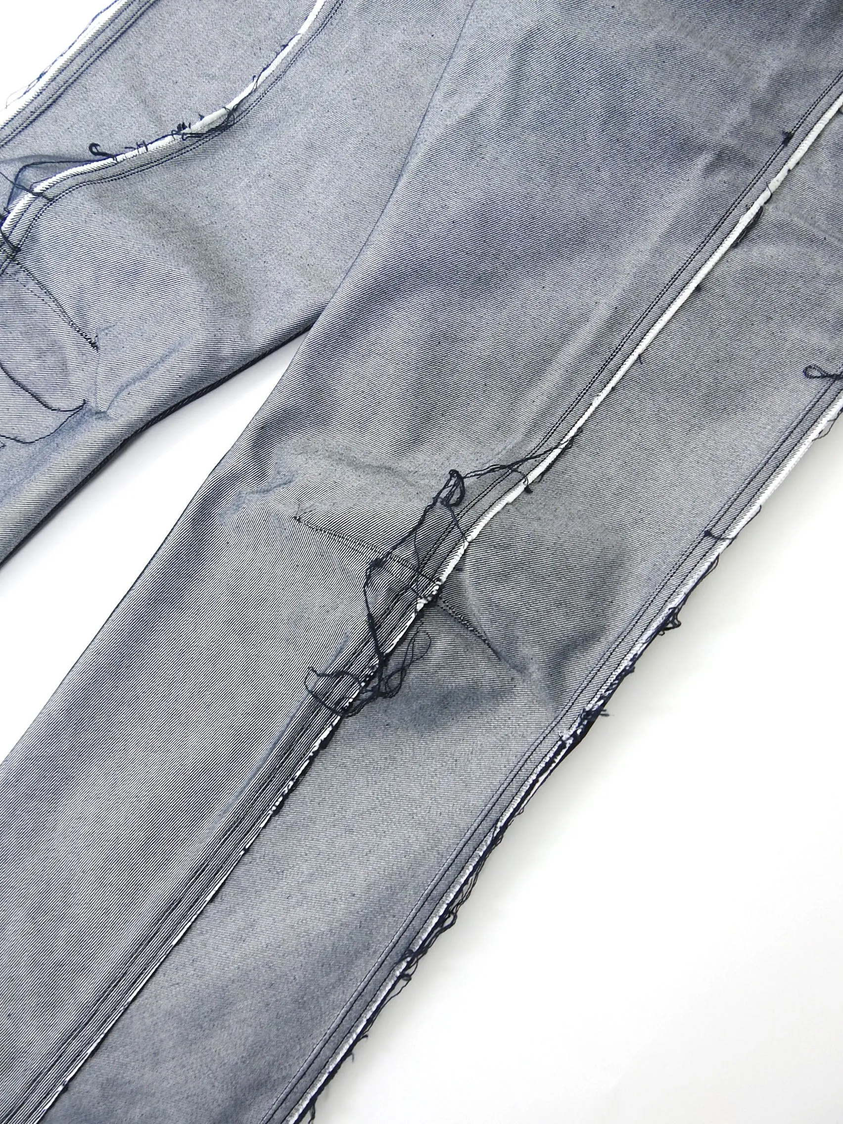CDG Shirt Frayed Edge 2 Tone Jeans Size X