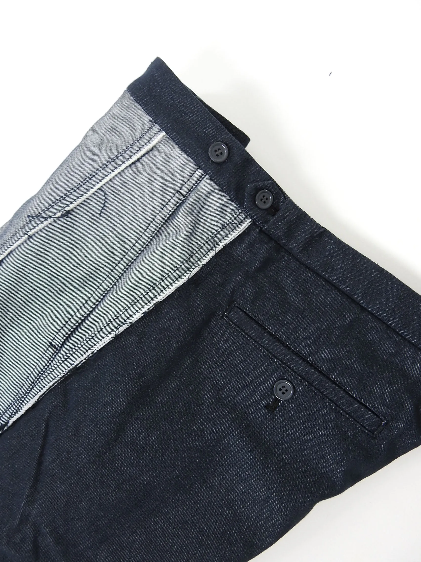CDG Shirt Frayed Edge 2 Tone Jeans Size X
