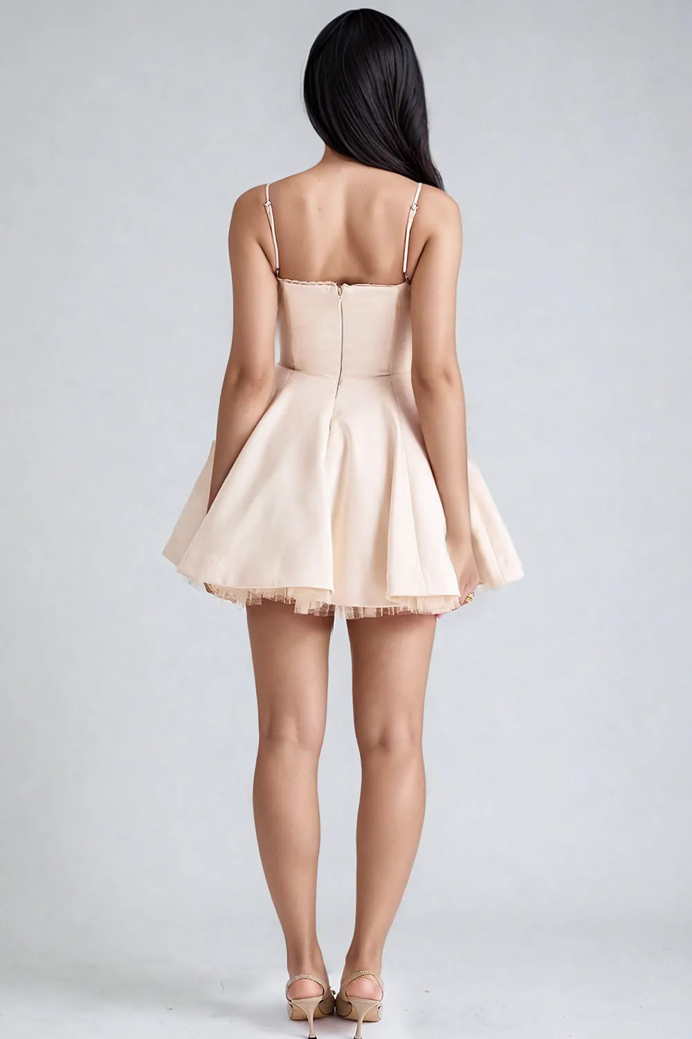CELINE - Bustier Flared Satin Dress with Tulle
