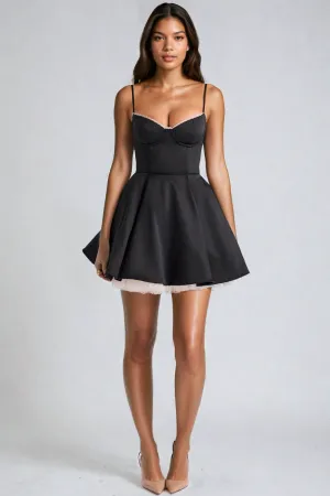 CELINE - Bustier Flared Satin Dress with Tulle