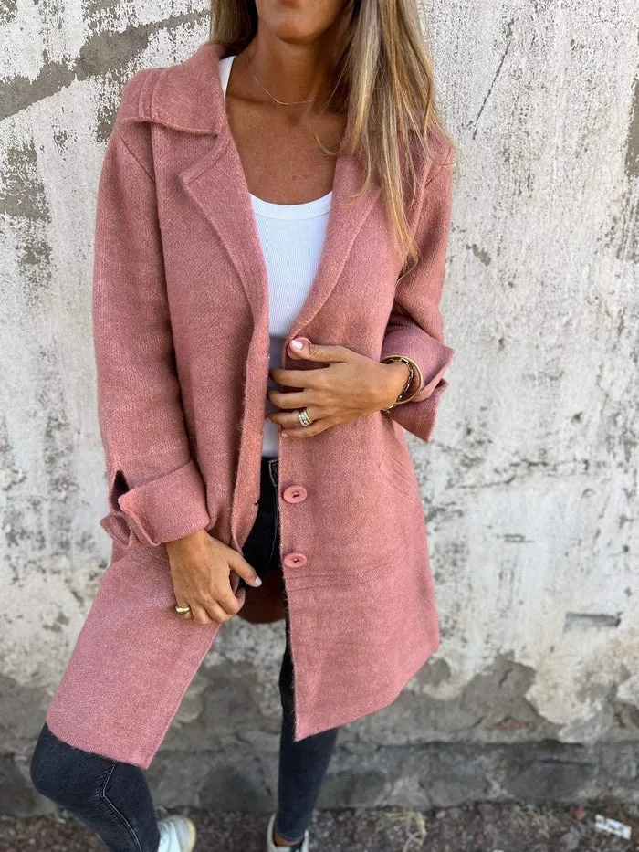 Celine | Wool Long Women’s Coat with Buttons