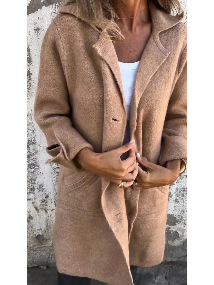 Celine | Wool Long Women’s Coat with Buttons
