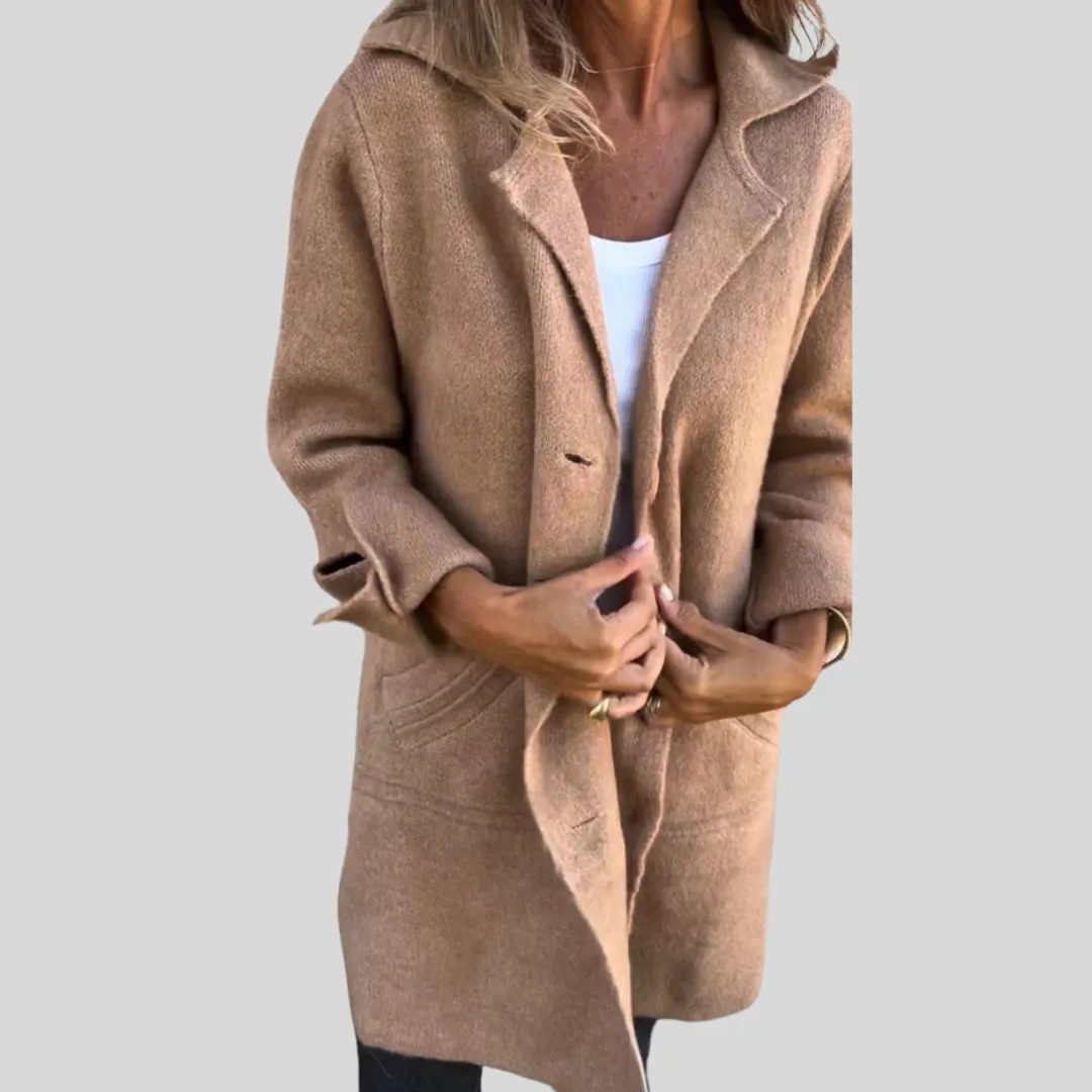 Celine | Wool Long Women’s Coat with Buttons