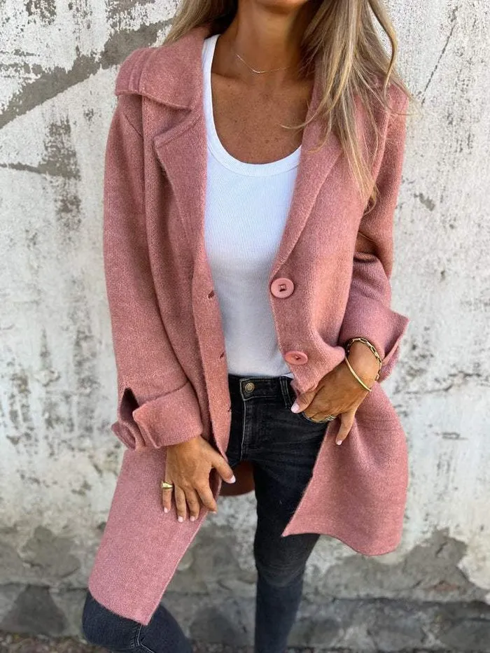 Celine | Wool Long Women’s Coat with Buttons