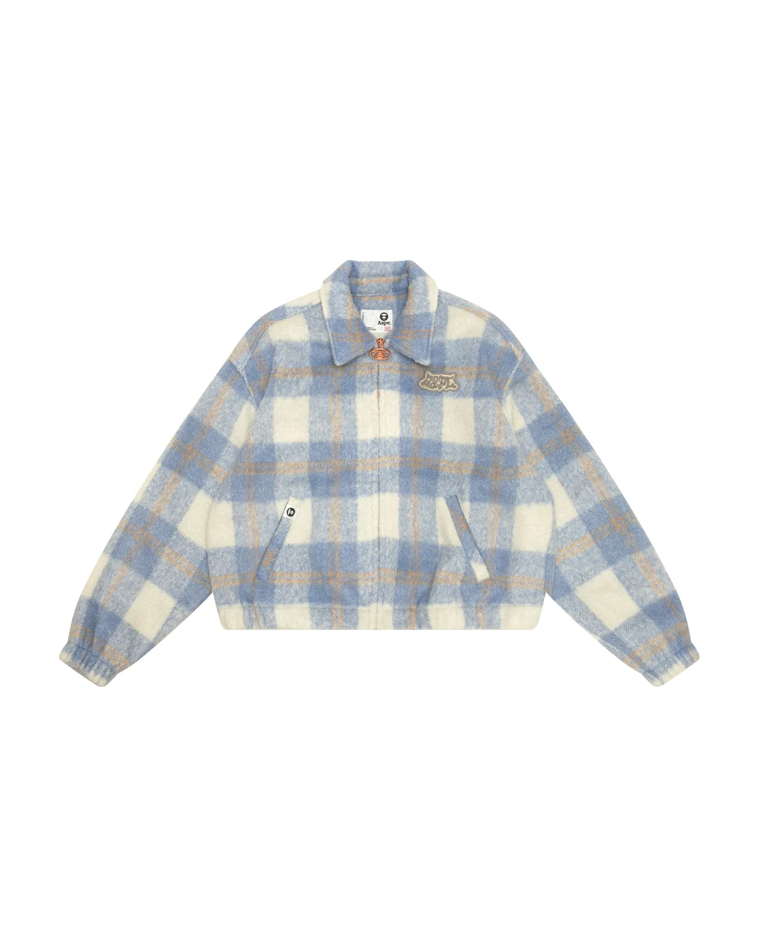Check logo zip-up jacket