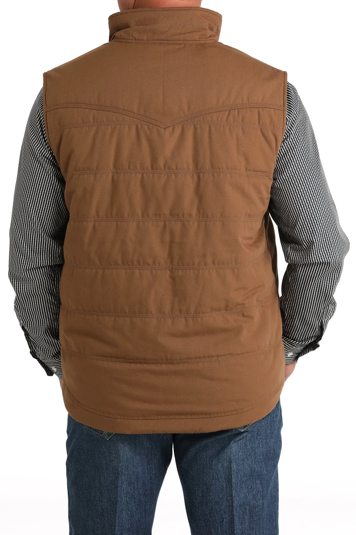 Cinch Men's Wax Coated Quilted Vest - Brown